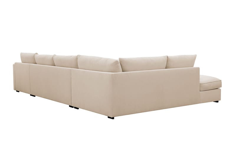 Rossita Lyx 5-personers højrevendt U-formet ekstra dyb sofa med divan og chaiselong i fløjl - Beige - Møbler - Sofaer - U Sofa