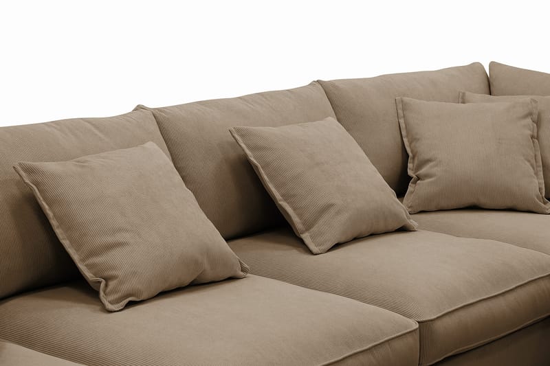 Rossita Lyx 5-personers venstrevendt U-formet ekstra dyb sofa med divan og chaiselong i fløjl - Lysebrun - Møbler - Sofaer - U Sofa