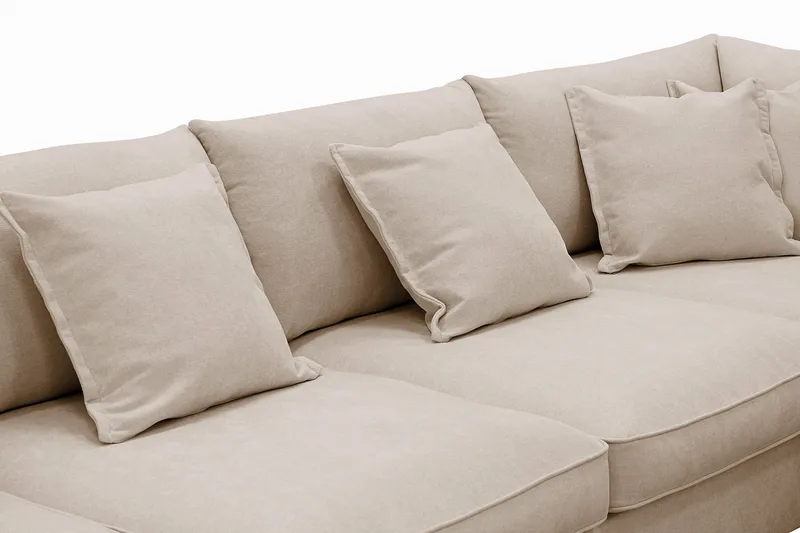 Rossita Lyx 5-personers Venstrevendt U-formet Ekstra dyb Sofa med Divan og Chaiselong i Stof - Lys brun - Møbler - Sofaer - U Sofa