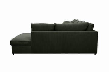 Rossita Lyx 5-personers højrevendt U-formet ekstra dyb sofa med divan og chaiselong i fløjl - Mørkegrøn - Møbler - Sofaer - U Sofa