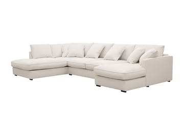 Rossita Lyx 5-personers venstrevendt U-formet ekstra dyb sofa med divan og chaiselong i fløjl - Offwhite - Møbler - Sofaer - U Sofa