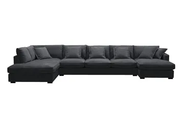 Rossita Lyx 6-personers højrevendt U-formet ekstra dyb sofa med divan og chaiselong i chenille