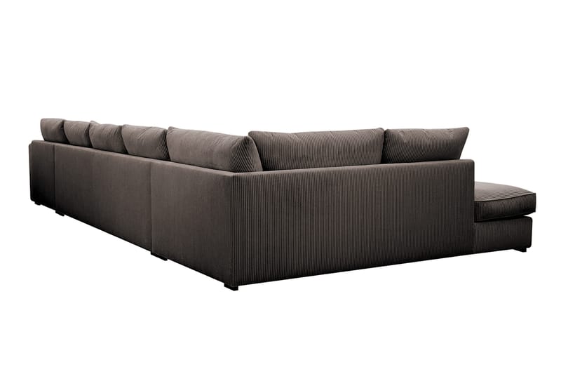 Rossita Lyx 6-personers Højrevendt U-formet Ekstra dyb Sofa med Divan og Chaiselong i Fløjl - Brun - Møbler - Sofaer - U Sofa