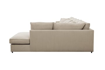 Rossita Lyx 6-personers højrevendt U-formet ekstra dyb sofa med divan og chaiselong i fløjl - Creme - Møbler - Sofaer - U Sofa