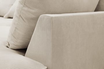 Rossita Lyx 6-personers højrevendt U-formet ekstra dyb sofa med divan og chaiselong i fløjl - Creme - Møbler - Sofaer - U Sofa