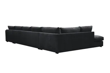 Rossita Lyx 6-personers venstrevendt U-formet ekstra dyb sofa med divan og chaiselong i chenille - Trenza 01, Sort Chenille - Møbler - Sofaer - U Sofa