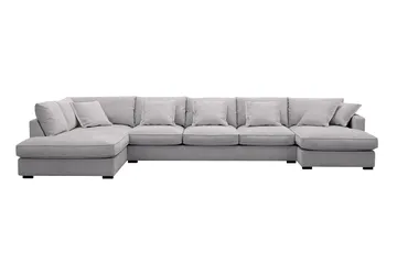 Rossita Lyx 6-personers højrevendt U-formet ekstra dyb sofa med divan og chaiselong i chenille