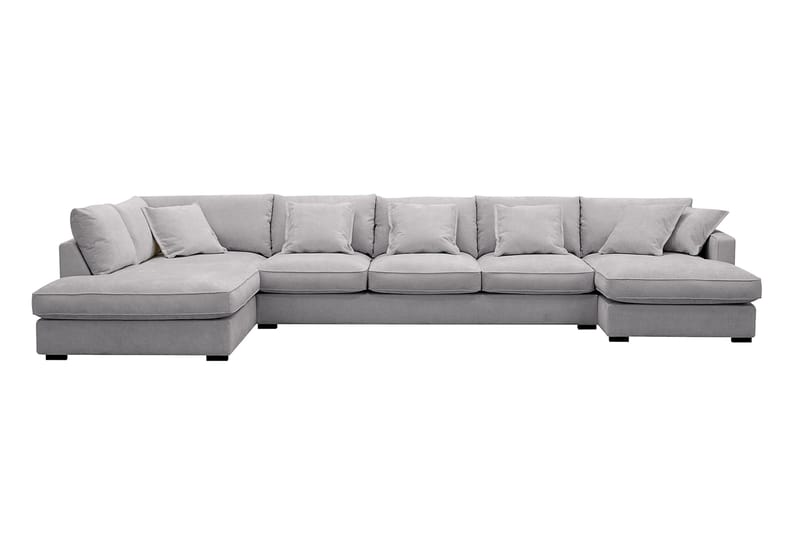 Rossita Lyx 6-personers højrevendt U-formet ekstra dyb sofa med divan og chaiselong i chenille - Grå - Møbler - Sofaer - U Sofa