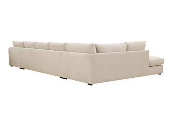 Rossita Lyx 6-personers venstrevendt U-formet ekstra dyb sofa med divan og chaiselong i chenille - Trenza 06, Beige Chenille - Møbler - Sofaer - U Sofa
