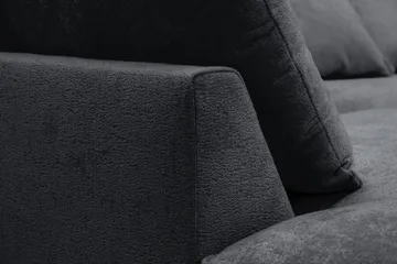 Rossita Lyx 6-personers venstrevendt U-formet ekstra dyb sofa med divan og chaiselong i chenille - Trenza 01, Sort Chenille - Møbler - Sofaer - U Sofa