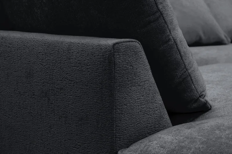 Rossita Lyx 6-personers højrevendt U-formet ekstra dyb sofa med divan og chaiselong i chenille - Sort - Møbler - Sofaer - U Sofa