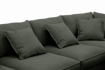Rossita Lyx 6-personers højrevendt U-formet ekstra dyb sofa med divan og chaiselong i fløjl - Mørkegrøn - Møbler - Sofaer - U Sofa