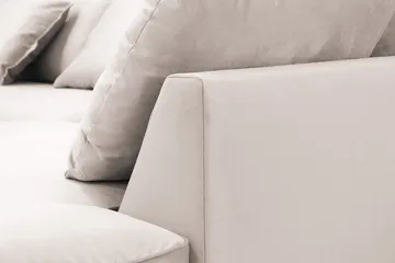 Rossita Lyx 6-personers højrevendt U-formet ekstra dyb sofa med divan og chaiselong i velour - Beige - Møbler - Sofaer - U Sofa