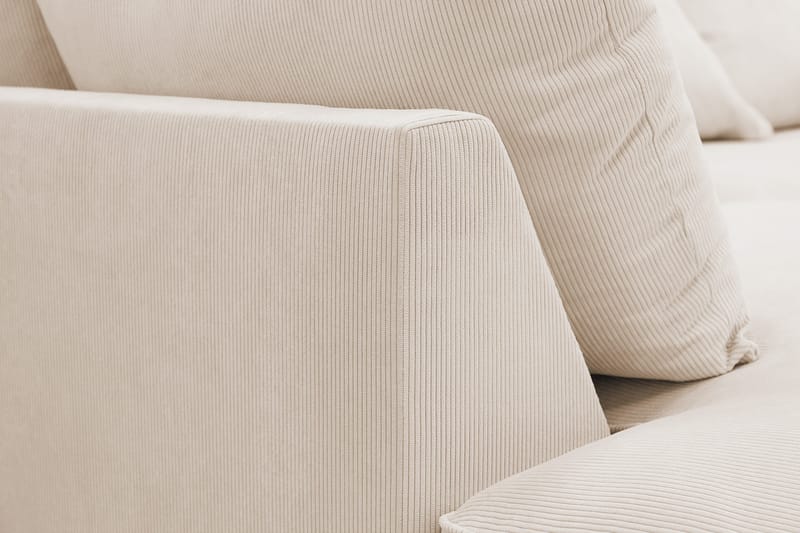 Rossita Lyx 6-personers højrevendt U-formet ekstra dyb sofa med divan og chaiselong i fløjl - Beige - Møbler - Sofaer - U Sofa