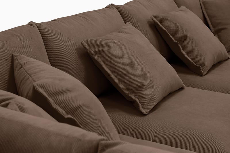 Rossita Lyx 6-personers højrevendt U-formet ekstra dyb sofa med divan og chaiselong i fløjl - Mørkebrun - Møbler - Sofaer - U Sofa