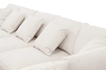 Rossita Lyx 6-personers højrevendt U-formet ekstra dyb sofa med divan og chaiselong i fløjl - Offwhite - Møbler - Sofaer - U Sofa