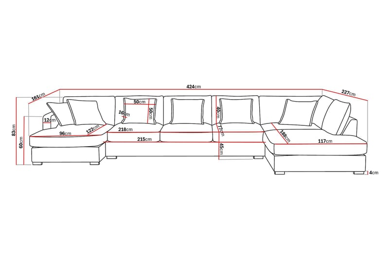Rossita Lyx 6-personers højrevendt U-formet ekstra dyb sofa med divan og chaiselong i fløjl - Mørkegrøn - Møbler - Sofaer - U Sofa