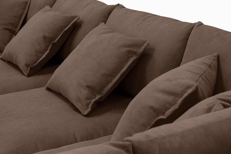 Rossita Lyx 6-personers venstrevendt U-formet ekstra dyb sofa med divan og chaiselong i fløjl - Mørkebrun - Møbler - Sofaer - U Sofa