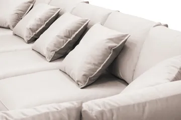Rossita Lyx 6-personers højrevendt U-formet ekstra dyb sofa med divan og chaiselong i velour - Beige - Møbler - Sofaer - U Sofa