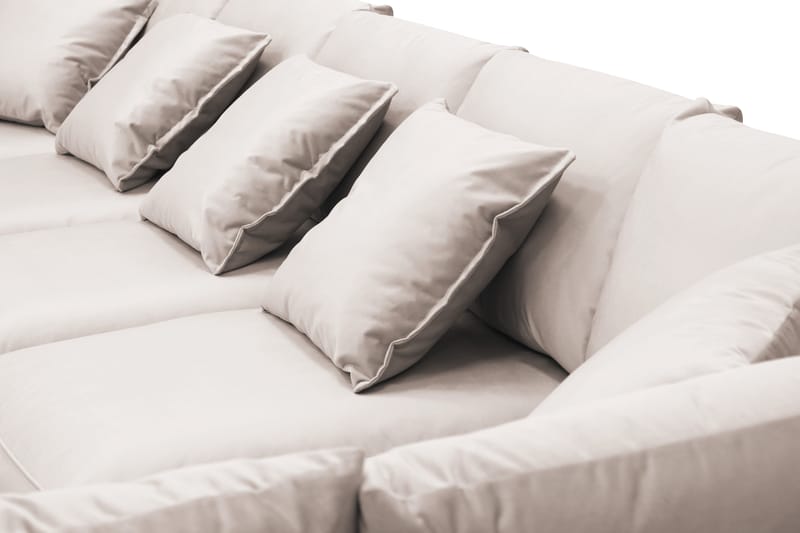 Rossita Lyx 6-personers venstrevendt U-formet ekstra dyb sofa med divan og chaiselong i velour - Beige - Møbler - Sofaer - U Sofa
