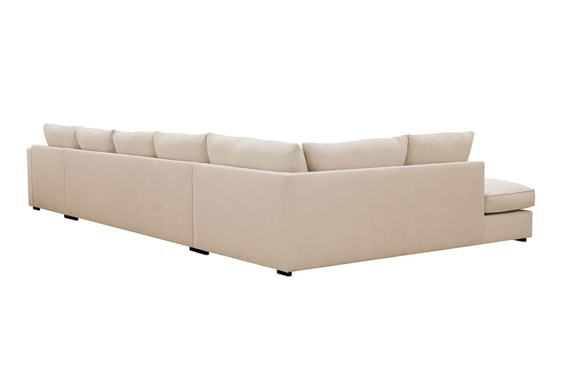 Rossita Lyx 6-personers højrevendt U-formet ekstra dyb sofa med divan og chaiselong i fløjl - Beige - Møbler - Sofaer - U Sofa