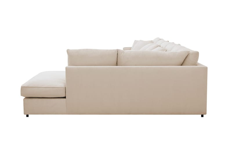 Rossita Lyx 6-personers venstrevendt U-formet ekstra dyb sofa med divan og chaiselong i fløjl - Beige - Møbler - Sofaer - U Sofa
