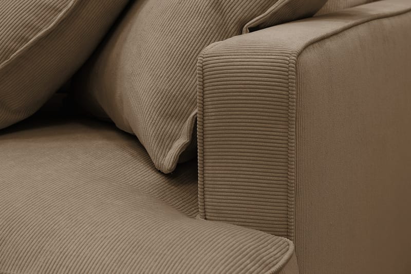 Rossita Lyx 6-personers højrevendt U-formet ekstra dyb sofa med divan og chaiselong i fløjl - Lysebrun - Møbler - Sofaer - U Sofa