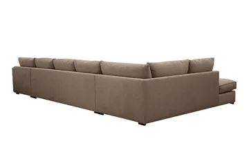 Rossita Lyx 6-personers venstrevendt U-formet ekstra dyb sofa med divan og chaiselong i stof - Mørkebrun - Møbler - Sofaer - U Sofa