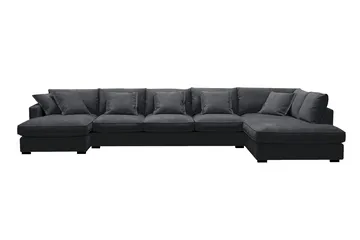 Rossita Lyx 6-personers venstrevendt U-formet ekstra dyb sofa med divan og chaiselong i chenille