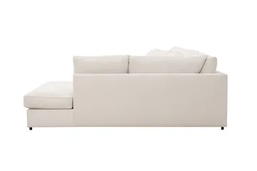 Rossita Lyx 6-personers højrevendt U-formet ekstra dyb sofa med divan og chaiselong i fløjl - Offwhite - Møbler - Sofaer - U Sofa