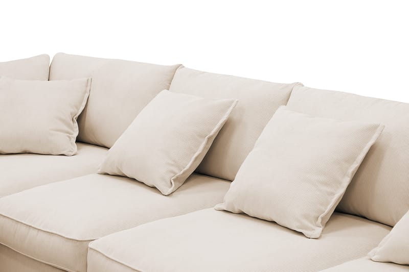 Rossita Lyx 6-personers højrevendt U-formet ekstra dyb sofa med divan og chaiselong i fløjl - Beige - Møbler - Sofaer - U Sofa