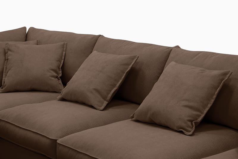 Rossita Lyx 6-personers højrevendt U-formet ekstra dyb sofa med divan og chaiselong i fløjl - Mørkebrun - Møbler - Sofaer - U Sofa