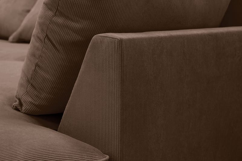 Rossita Lyx 6-personers venstrevendt U-formet ekstra dyb sofa med divan og chaiselong i fløjl - Mørkebrun - Møbler - Sofaer - U Sofa