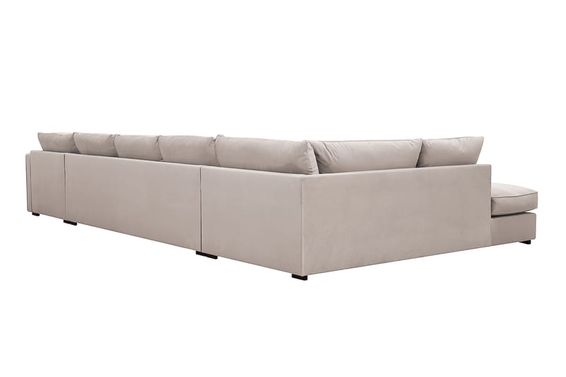 Rossita Lyx 6-personers højrevendt U-formet ekstra dyb sofa med divan og chaiselong i velour - Beige - Møbler - Sofaer - U Sofa