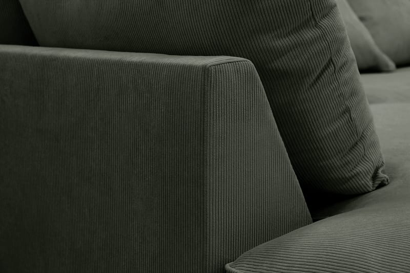 Rossita Lyx 6-personers højrevendt U-formet ekstra dyb sofa med divan og chaiselong i fløjl - Mørkegrøn - Møbler - Sofaer - U Sofa