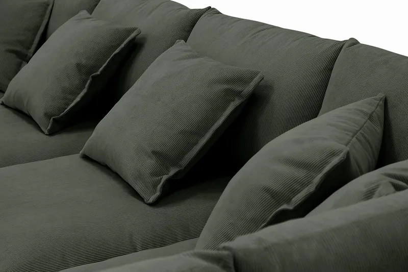 Rossita Lyx 6-personers venstrevendt U-formet ekstra dyb sofa med divan og chaiselong i fløjl - Mørkegrøn - Møbler - Sofaer - U Sofa