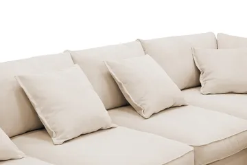 Rossita Lyx 6-personers højrevendt U-formet ekstra dyb sofa med divan og chaiselong i fløjl - Beige - Møbler - Sofaer - U Sofa