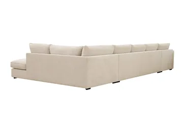 Rossita Lyx 6-personers højrevendt U-formet ekstra dyb sofa med divan og chaiselong i chenille - Beige - Møbler - Sofaer - U Sofa