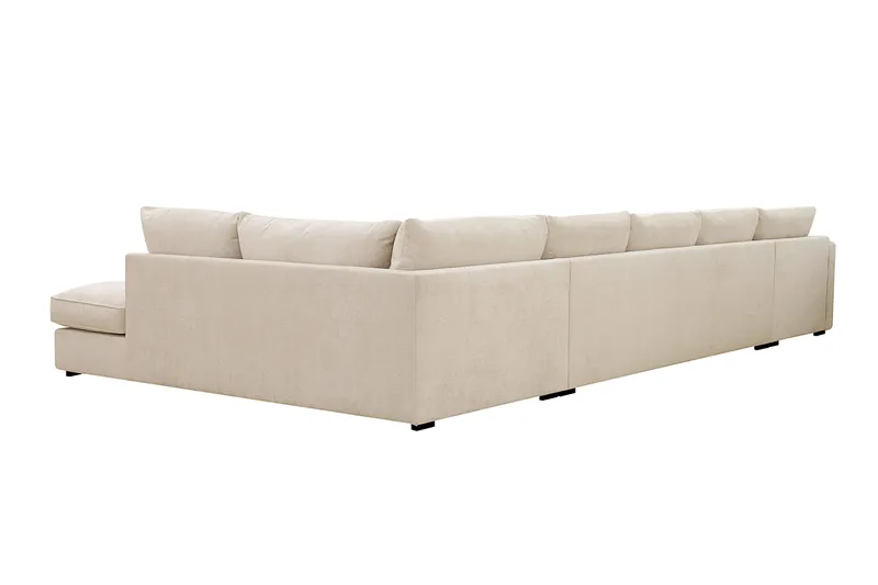 Rossita Lyx 6-personers venstrevendt U-formet ekstra dyb sofa med divan og chaiselong i chenille - Beige - Møbler - Sofaer - U Sofa