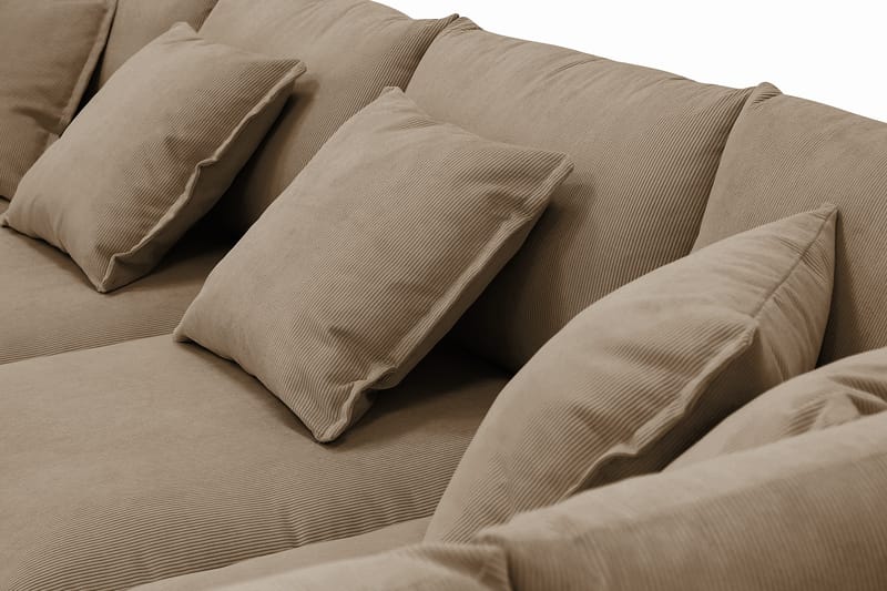 Rossita Lyx 6-personers venstrevendt U-formet ekstra dyb sofa med divan og chaiselong i fløjl - Lysebrun - Møbler - Sofaer - U Sofa