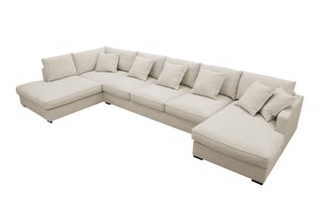 Rossita Lyx 6-personers venstrevendt U-formet ekstra dyb sofa med divan og chaiselong i stof - Beige - Møbler - Sofaer - U Sofa