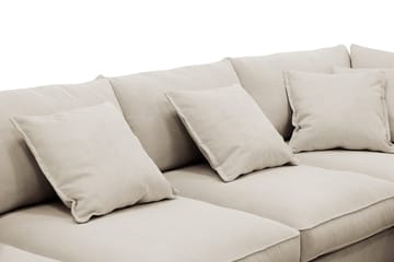 Rossita Lyx 6-personers højrevendt U-formet ekstra dyb sofa med divan og chaiselong i fløjl - Creme - Møbler - Sofaer - U Sofa