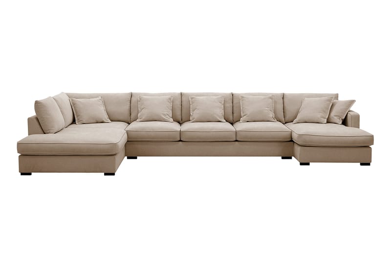 Rossita Lyx 6-personers Højrevendt U-formet Ekstra dyb Sofa med Divan og Chaiselong i Stof - Lys brun - Møbler - Sofaer - U Sofa