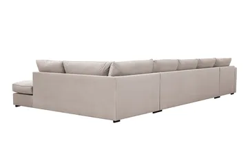 Rossita Lyx 6-personers højrevendt U-formet ekstra dyb sofa med divan og chaiselong i velour - Beige - Møbler - Sofaer - U Sofa