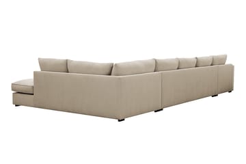 Rossita Lyx 6-personers højrevendt U-formet ekstra dyb sofa med divan og chaiselong i fløjl - Creme - Møbler - Sofaer - U Sofa