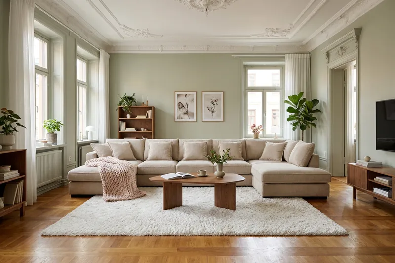 Rossita Lyx 6-personers højrevendt U-formet ekstra dyb sofa med divan og chaiselong i fløjl - Creme - Møbler - Sofaer - U Sofa