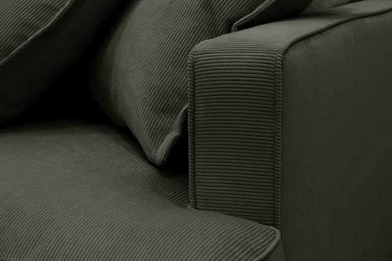 Rossita Lyx 6-personers højrevendt U-formet ekstra dyb sofa med divan og chaiselong i fløjl - Mørkegrøn - Møbler - Sofaer - U Sofa