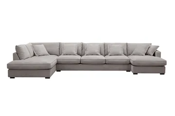 Rossita Lyx 6-personers højrevendt U-formet ekstra dyb sofa med divan og chaiselong i chenille