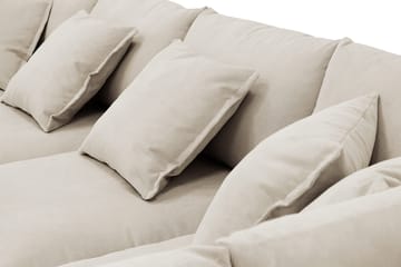 Rossita Lyx 6-personers højrevendt U-formet ekstra dyb sofa med divan og chaiselong i fløjl - Creme - Møbler - Sofaer - U Sofa