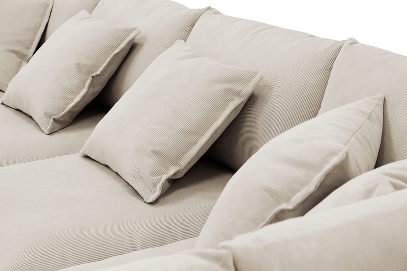 Rossita Lyx 6-personers venstrevendt U-formet ekstra dyb sofa med divan og chaiselong i fløjl - Creme - Møbler - Sofaer - U Sofa
